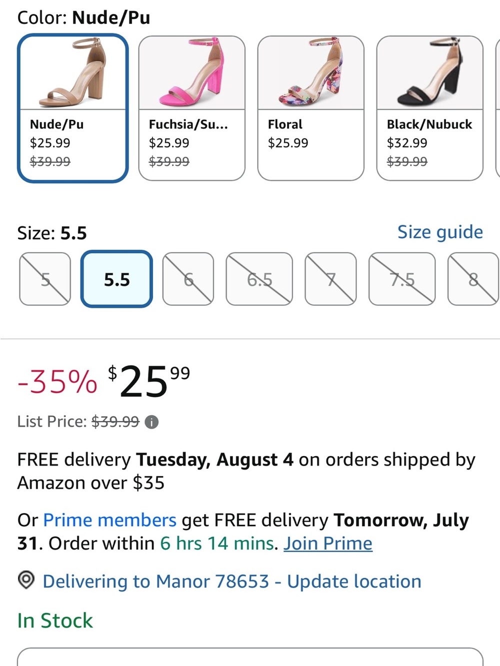 DREAM PAIRS Hi-Chunk High Heel Pump Sandals Nude PU Size 5.5 Block Heel NWB⁠ - Picture 13 of 14